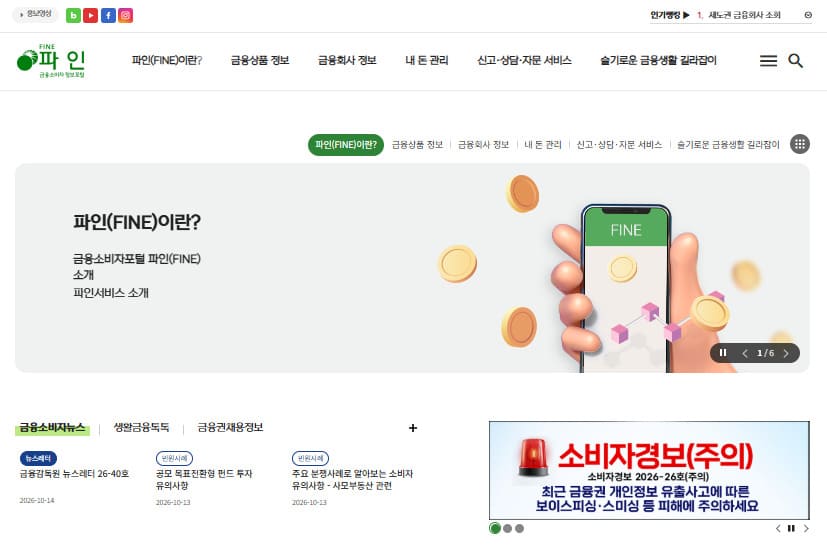 금융감독원 파인 (https://fine.fss.or.kr)